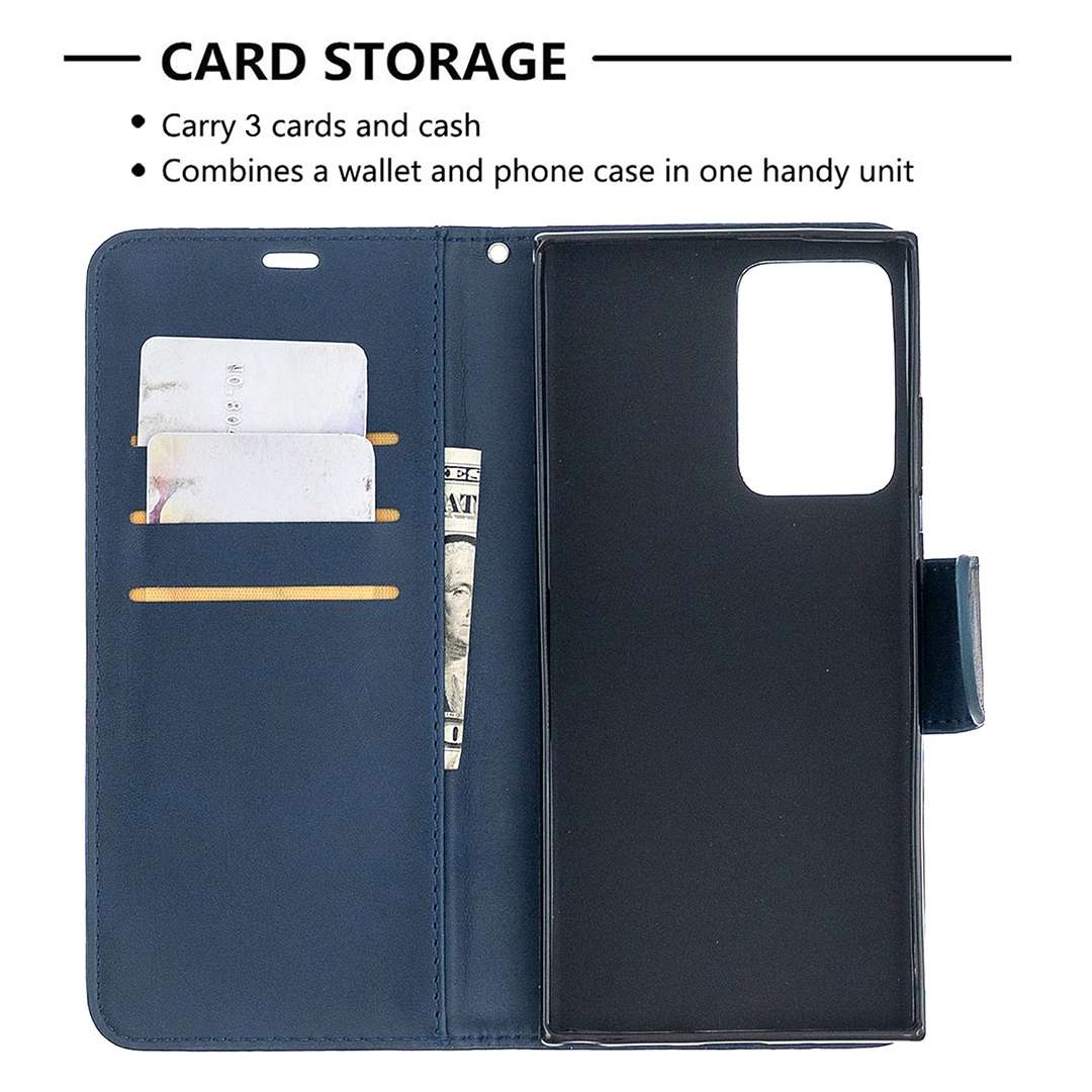 For Samsung Galaxy Note 20 Ultra Retro Lambskin Texture Pure Color Horizontal Flip PU L ... (Blue)