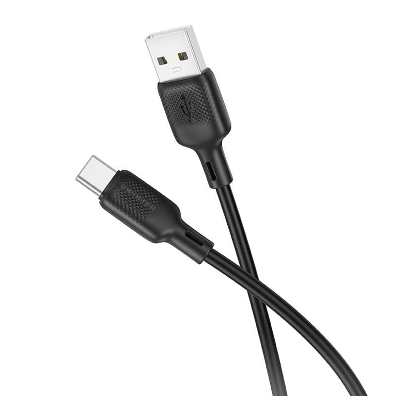 BOROFONE BX113 3A USB to USB-C / Type-C Silicone Charging Data Cable, Length:3m(Black)