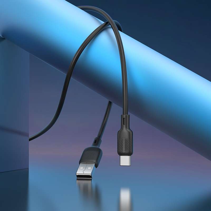 BOROFONE BX113 3A USB to USB-C / Type-C Silicone Charging Data Cable, Length:3m(Black)