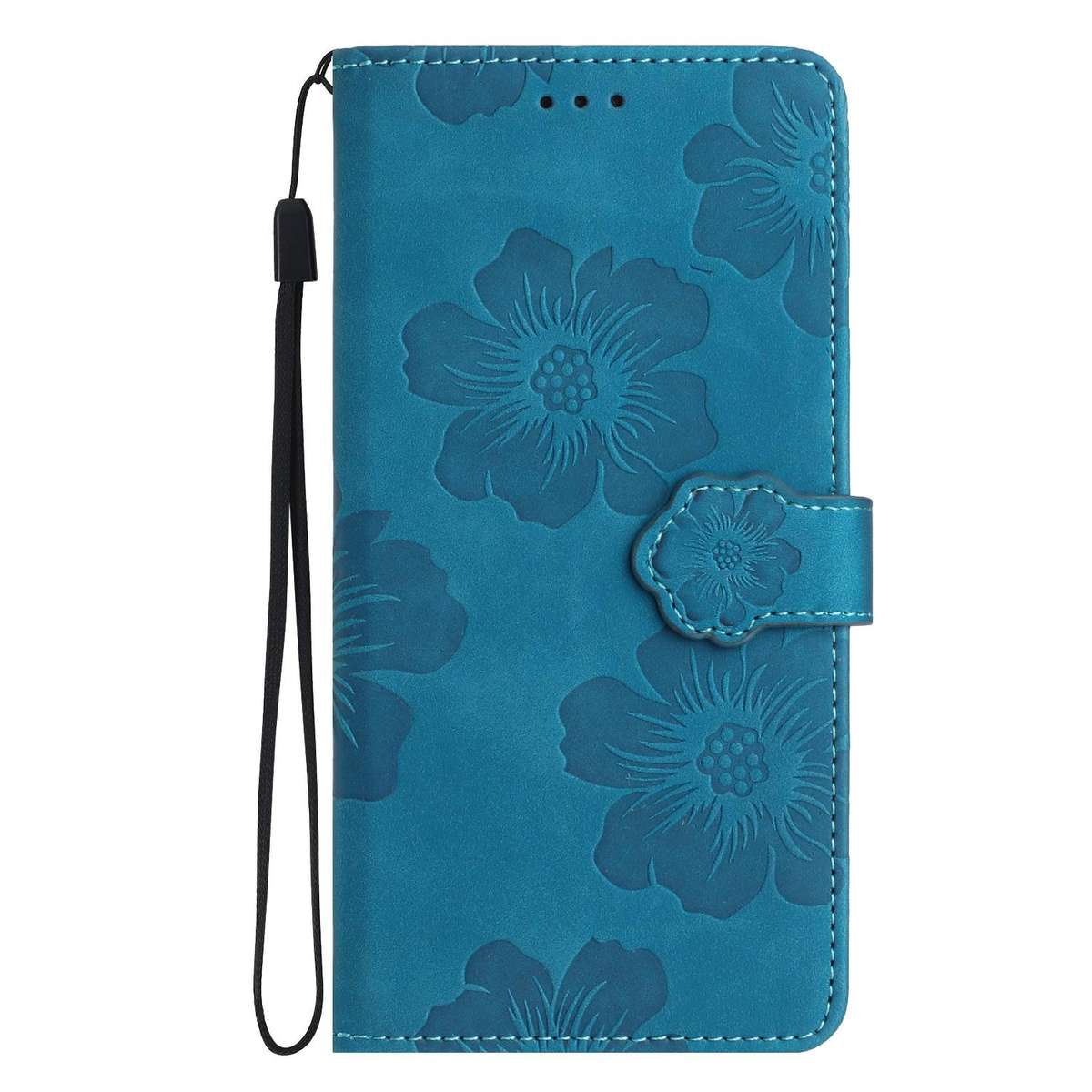 For Redmi K90/Poco F8 Pro Flower Embossing Pattern Leather Phone Case(Blue)