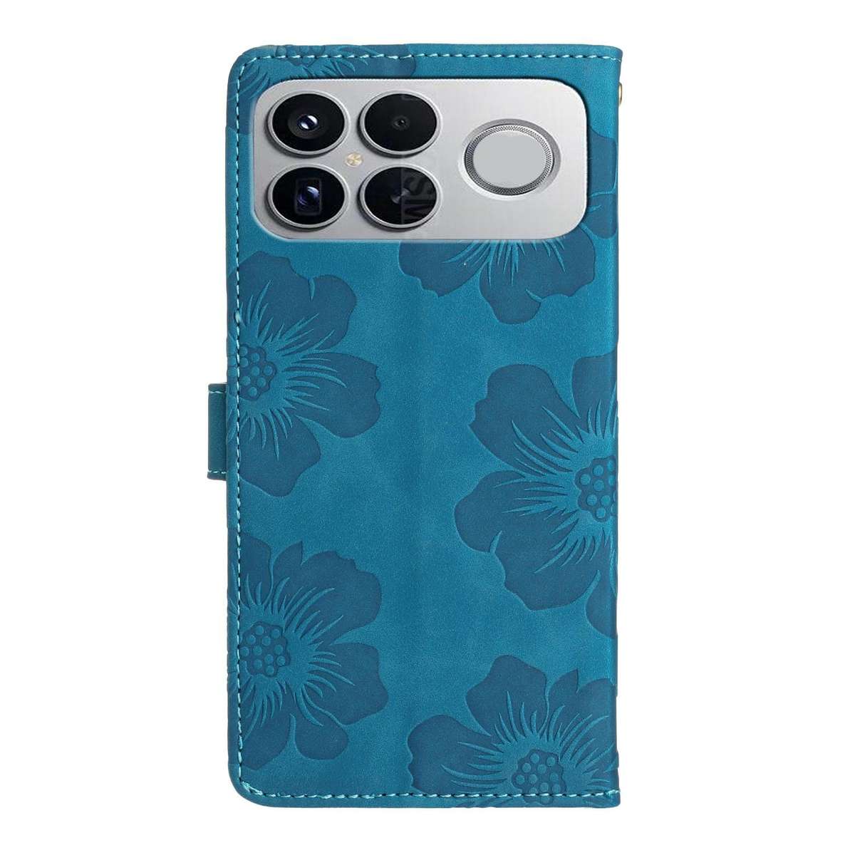 For Redmi K90/Poco F8 Pro Flower Embossing Pattern Leather Phone Case(Blue)