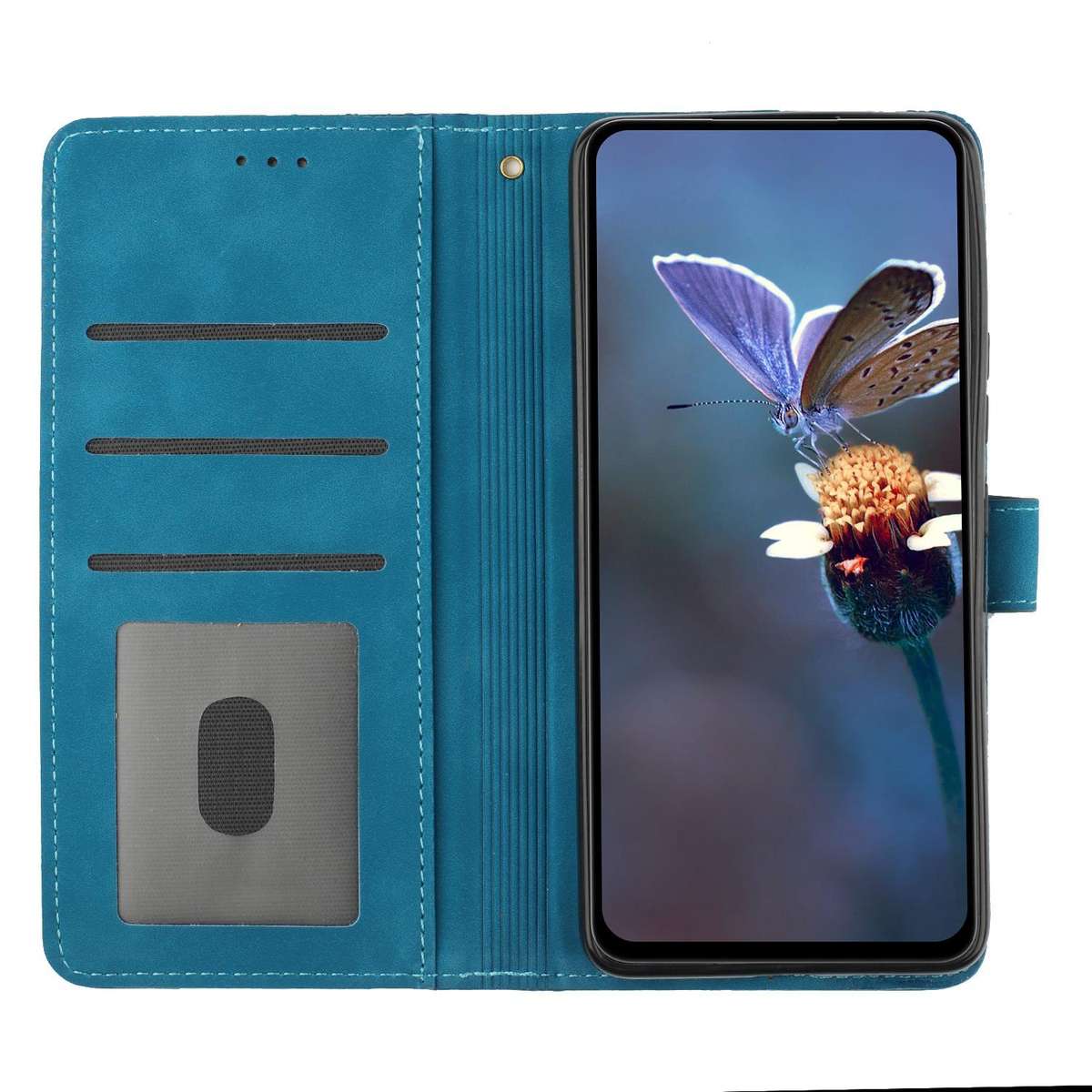 For Redmi K90/Poco F8 Pro Flower Embossing Pattern Leather Phone Case(Blue)