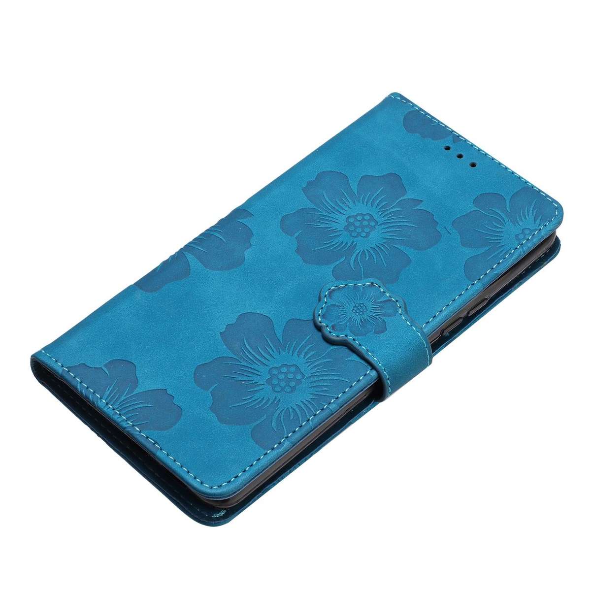 For Redmi K90/Poco F8 Pro Flower Embossing Pattern Leather Phone Case(Blue)