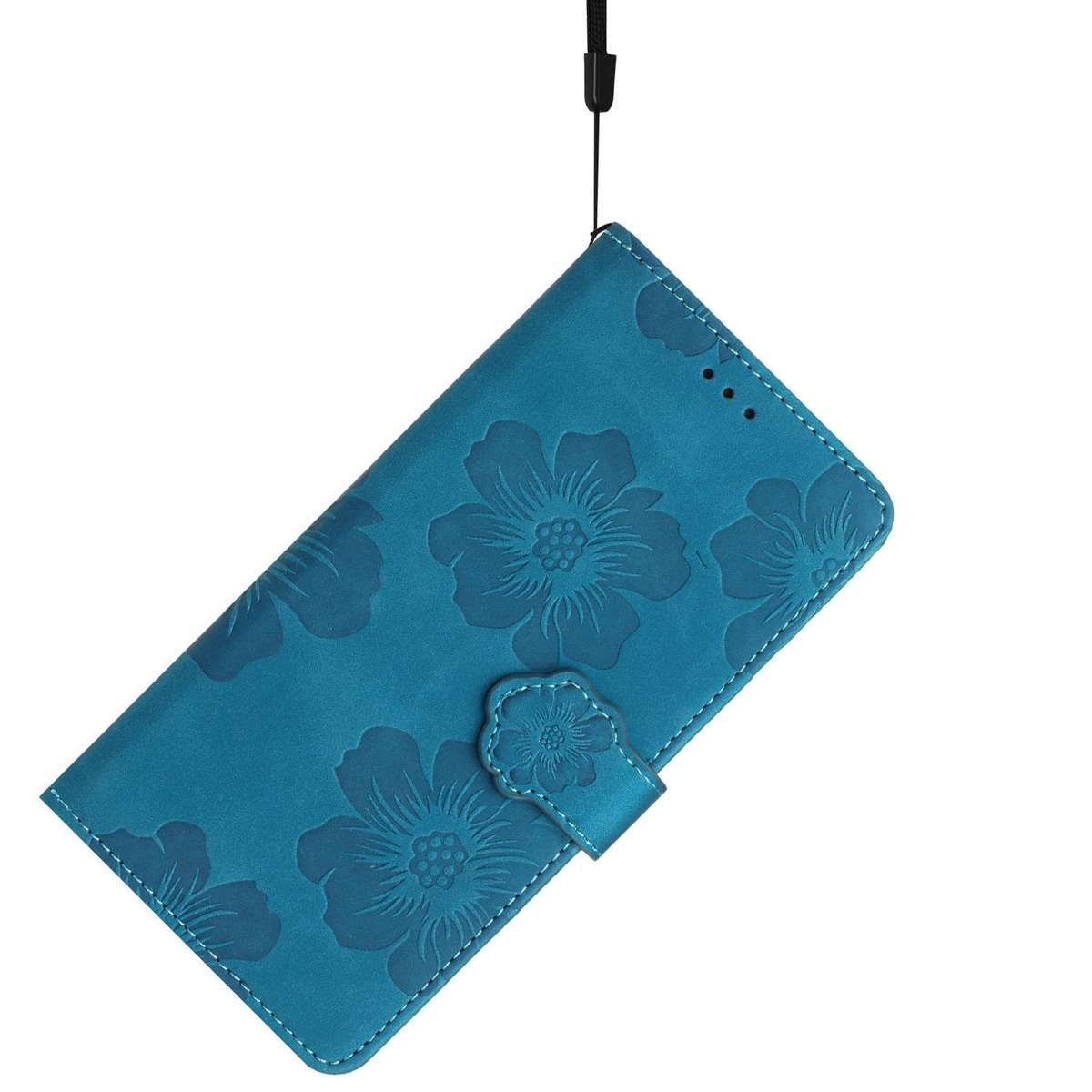 For Redmi K90/Poco F8 Pro Flower Embossing Pattern Leather Phone Case(Blue)