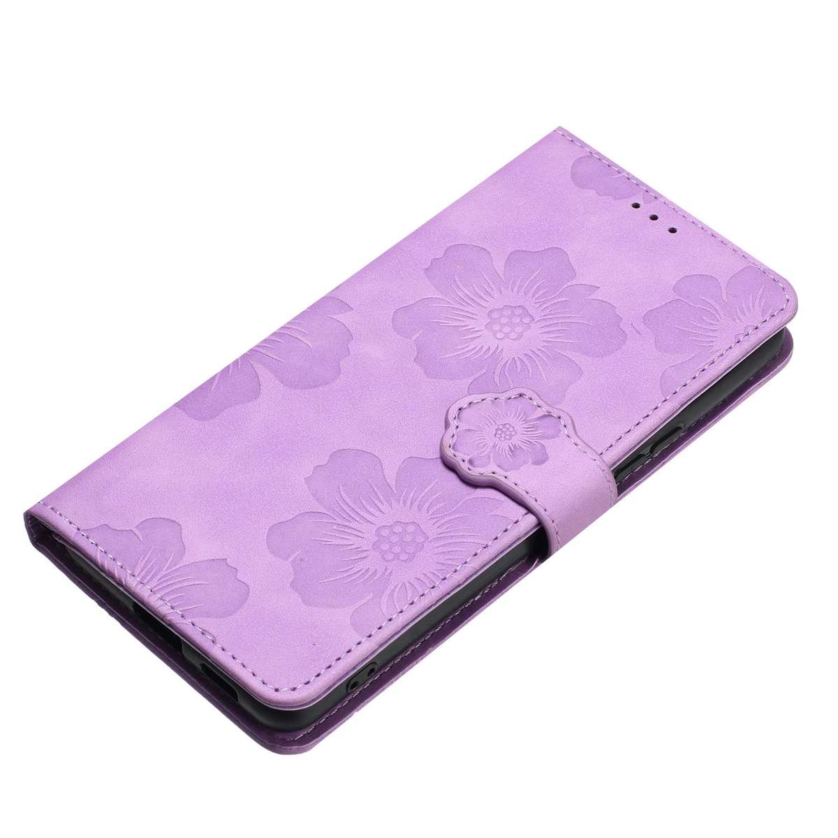 For Redmi K90/Poco F8 Pro Flower Embossing Pattern Leather Phone Case(Purple)