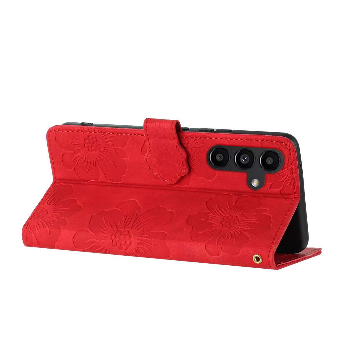 For Redmi K90/Poco F8 Pro Flower Embossing Pattern Leather Phone Case(Red)