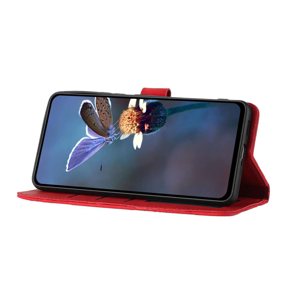 For Redmi K90/Poco F8 Pro Flower Embossing Pattern Leather Phone Case(Red)