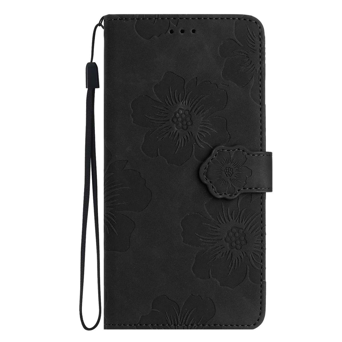 For Redmi K90/Poco F8 Pro Flower Embossing Pattern Leather Phone Case(Black)