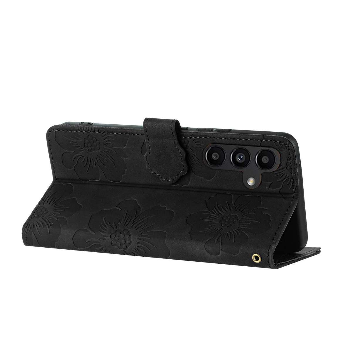 For Redmi K90/Poco F8 Pro Flower Embossing Pattern Leather Phone Case(Black)