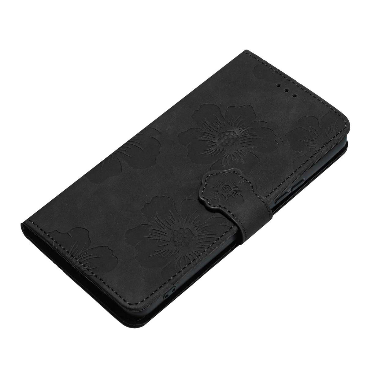 For Redmi K90/Poco F8 Pro Flower Embossing Pattern Leather Phone Case(Black)