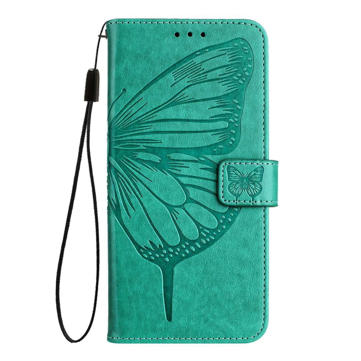 For T-Mobile REVVL 8 / T Phone 3 5G Embossed Butterfly Leather Phone Case(Green)