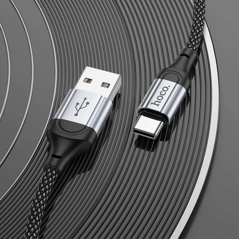 hoco X102 USB to USB-C / Type-C Fresh 3A Charging Data Cable, Length:1m(Black)