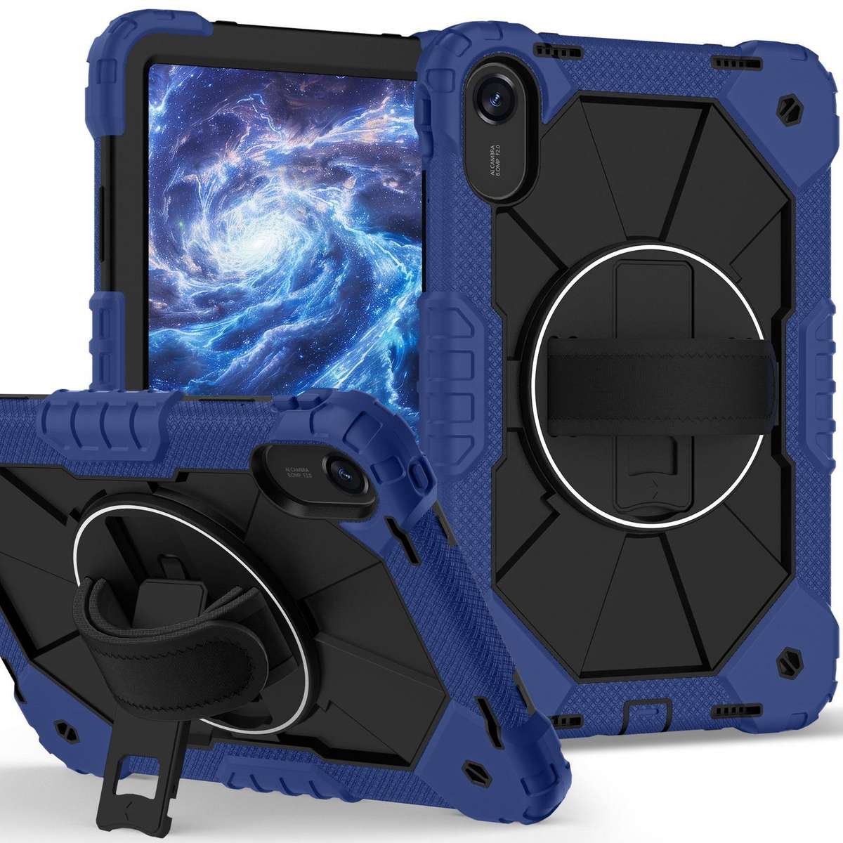For Xiaomi Redmi Pad 2 11 2025 Contrast Color Robot Silicone Hybrid PC Tablet Case(Navy Black)