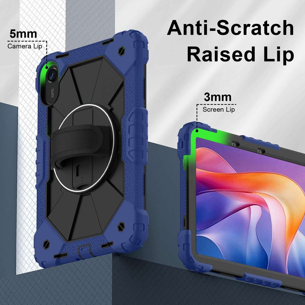 For Xiaomi Redmi Pad 2 11 2025 Contrast Color Robot Silicone Hybrid PC Tablet Case(Navy Black)