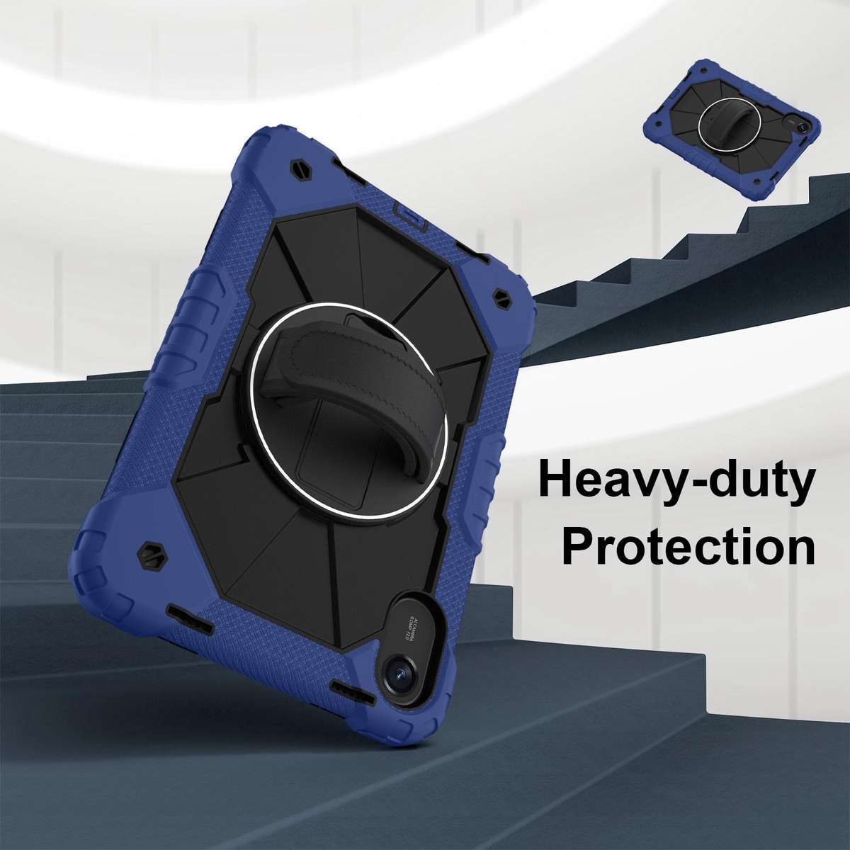 For Xiaomi Redmi Pad 2 11 2025 Contrast Color Robot Silicone Hybrid PC Tablet Case(Navy Black)