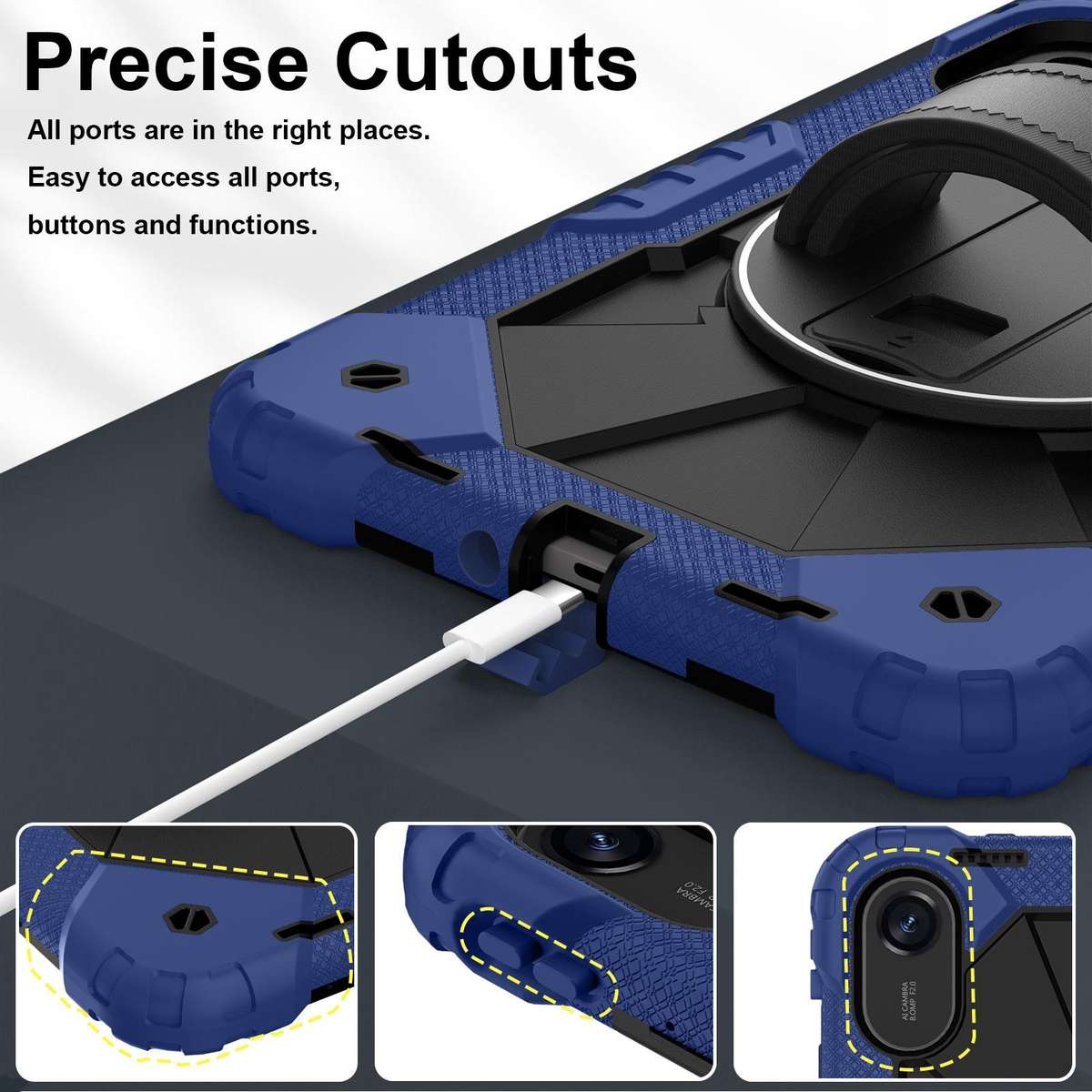 For Xiaomi Redmi Pad 2 11 2025 Contrast Color Robot Silicone Hybrid PC Tablet Case(Navy Black)