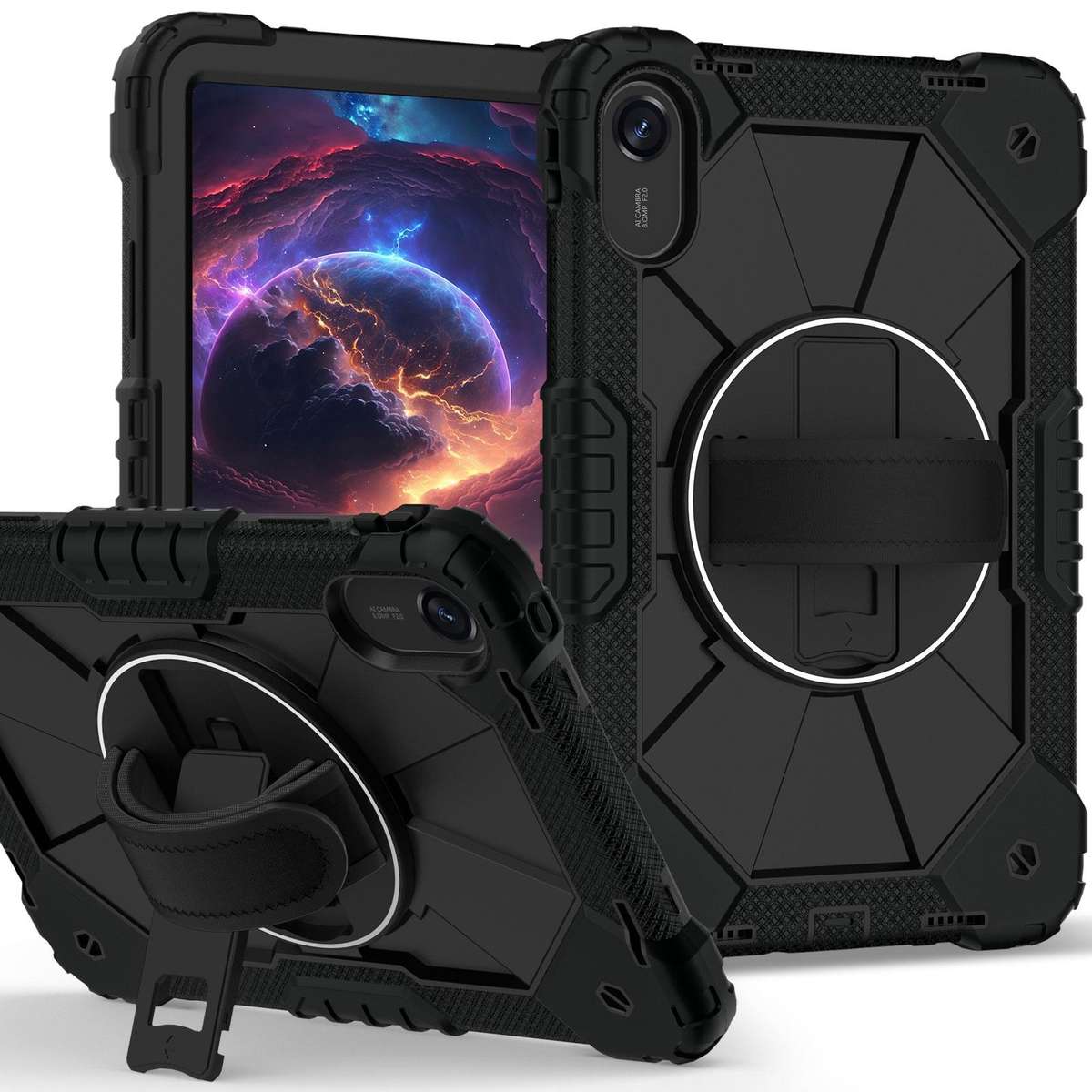 For Xiaomi Redmi Pad 2 11 2025 Contrast Color Robot Silicone Hybrid PC Tablet Case(Black)