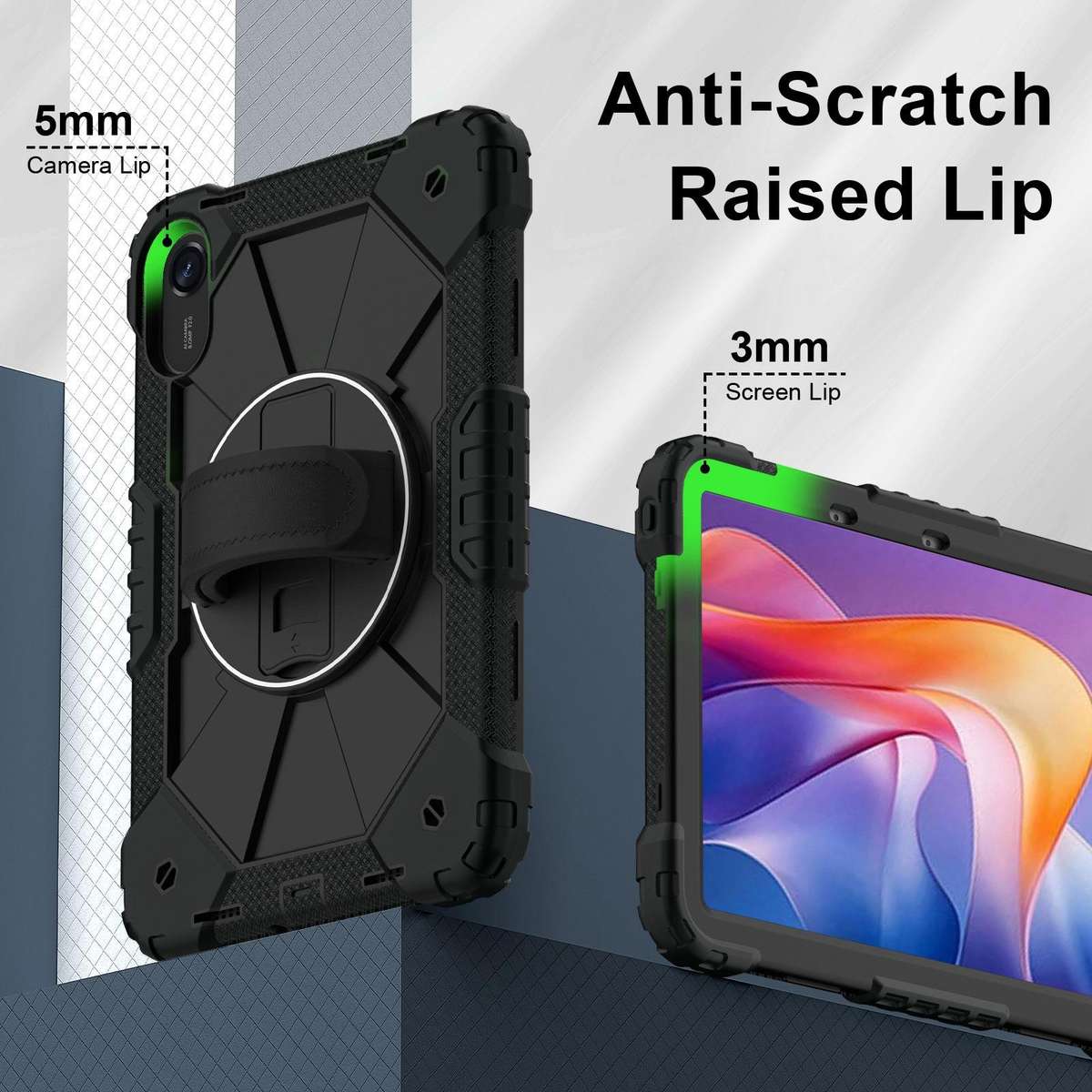 For Xiaomi Redmi Pad 2 11 2025 Contrast Color Robot Silicone Hybrid PC Tablet Case(Black)