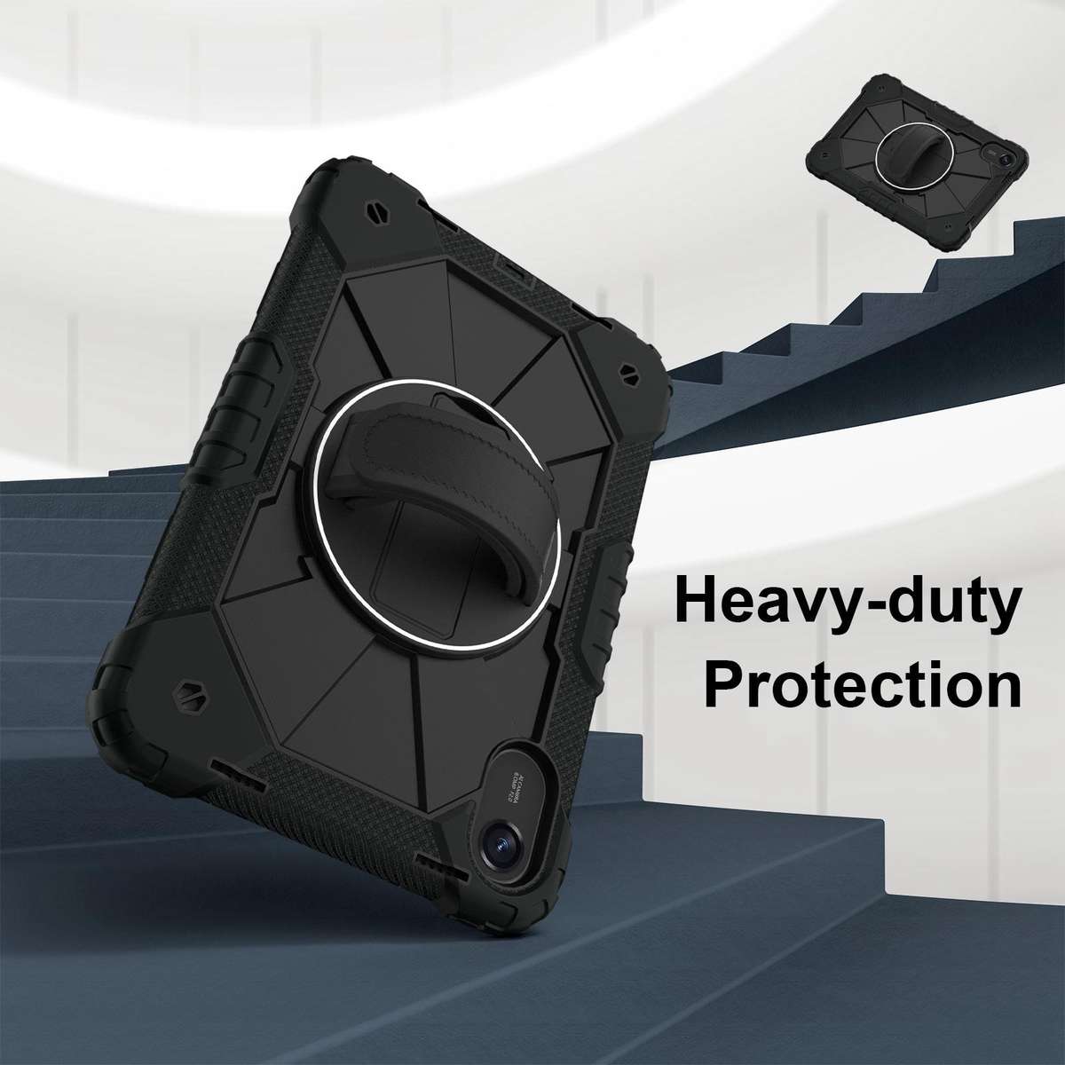 For Xiaomi Redmi Pad 2 11 2025 Contrast Color Robot Silicone Hybrid PC Tablet Case(Black)