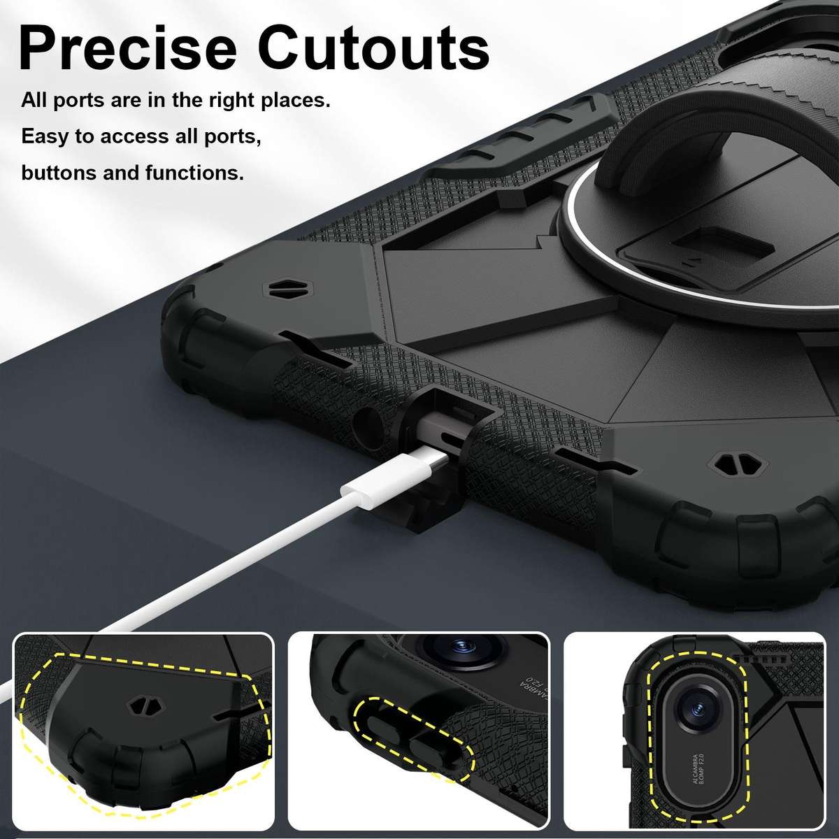 For Xiaomi Redmi Pad 2 11 2025 Contrast Color Robot Silicone Hybrid PC Tablet Case(Black)