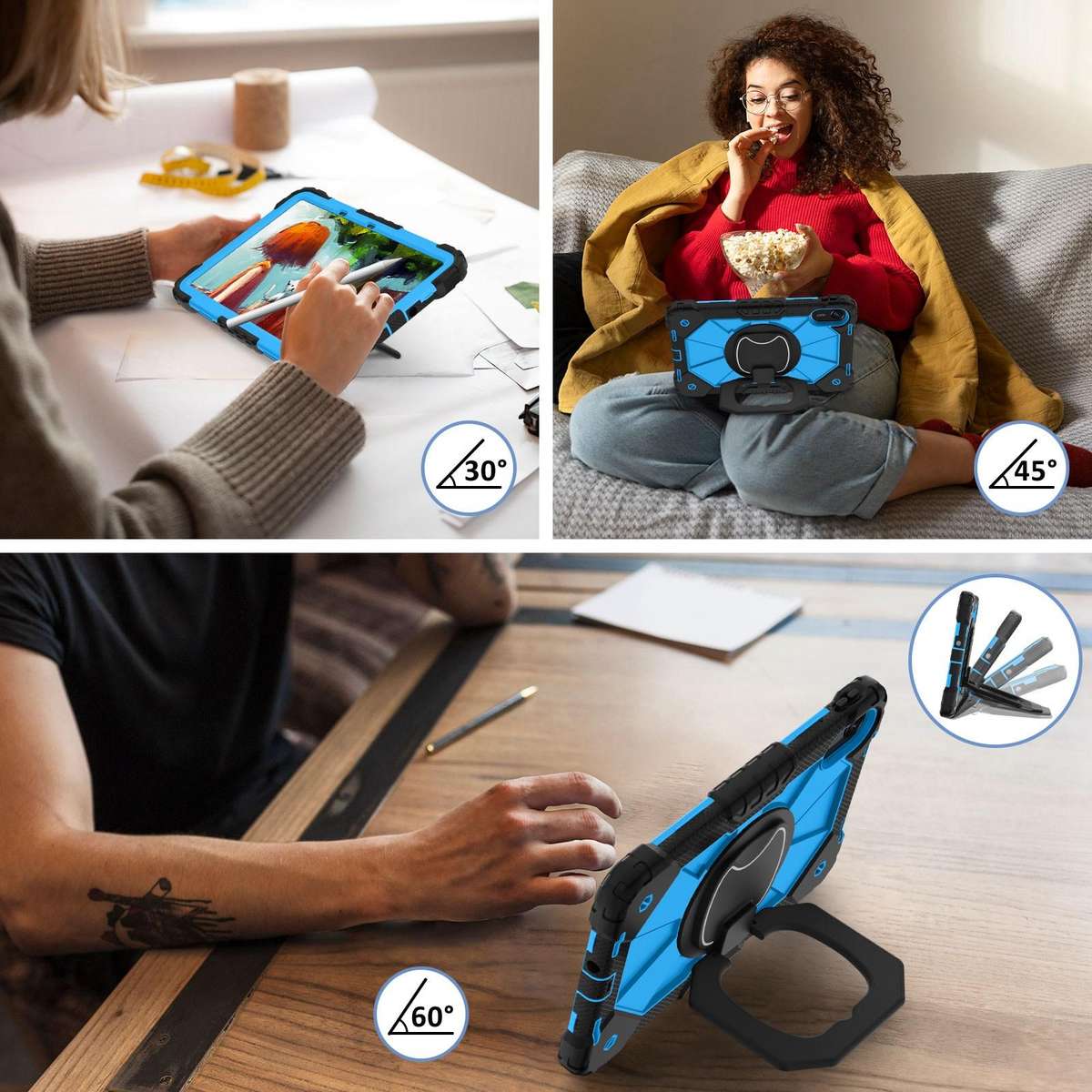 For Xiaomi Redmi Pad 2 11 2025 Contrast Color Robot Silicone Hybrid PC Tablet Case(Black Blue)