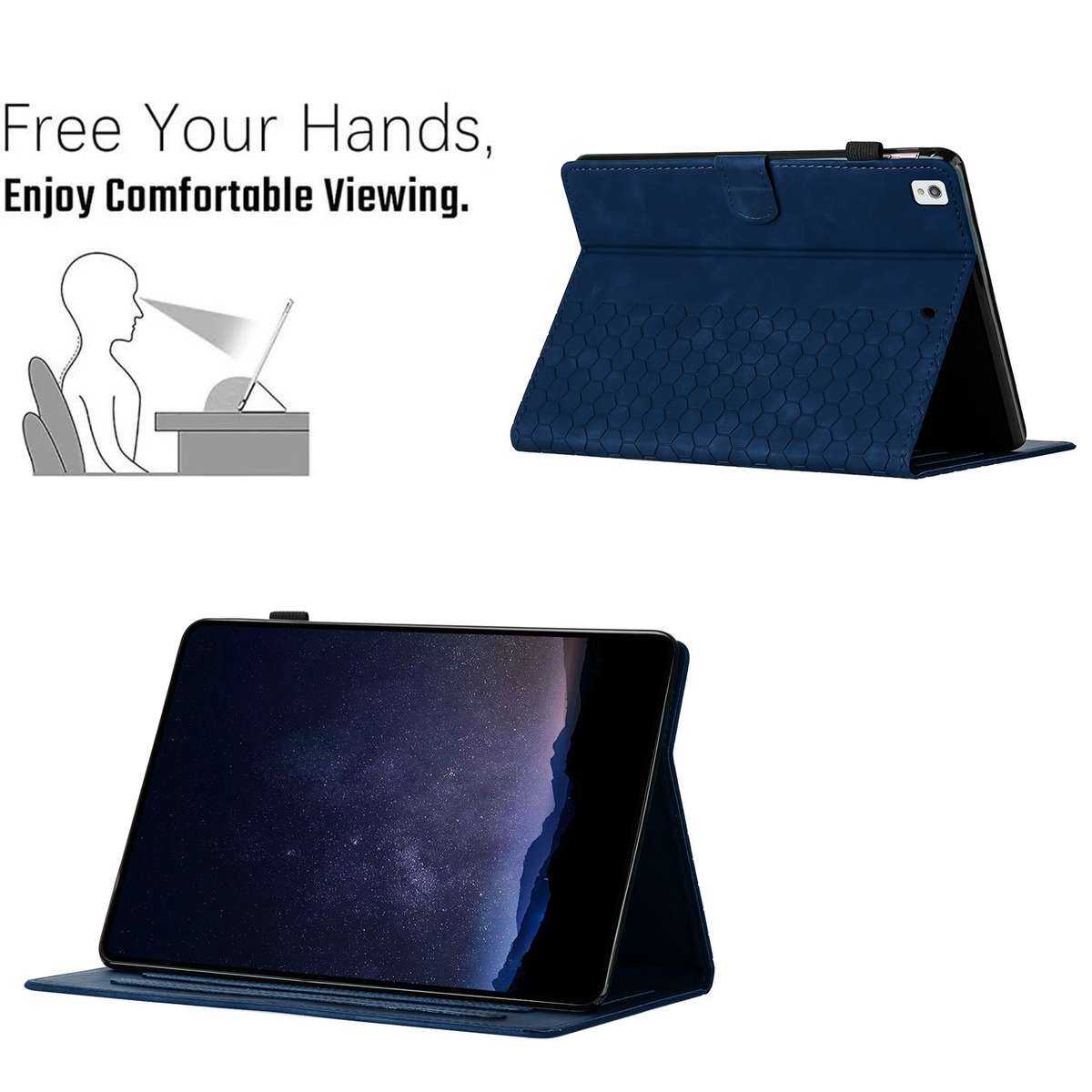 For Samsung Galaxy Tab A7 Lite T220 Honeycomb Embossed Leather Tablet Case(Blue)