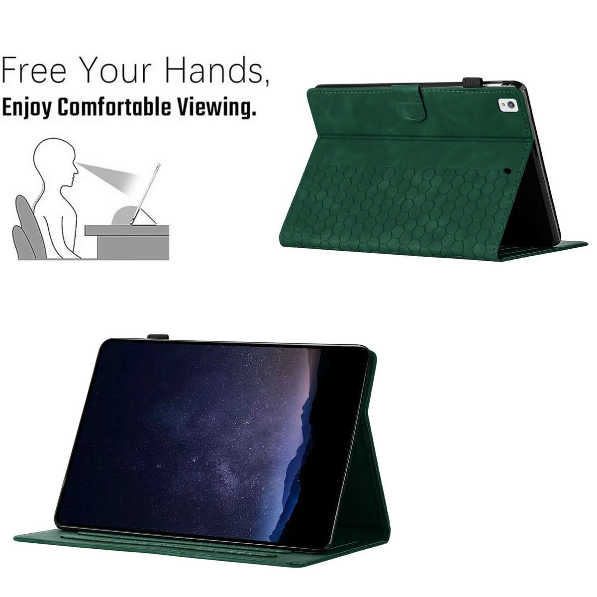 For Samsung Galaxy Tab A 10.1 2019 T510 Honeycomb Embossed Leather Tablet Case(Green)