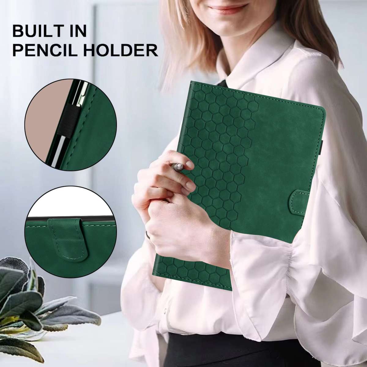 For Samsung Galaxy Tab A 10.1 2019 T510 Honeycomb Embossed Leather Tablet Case(Green)