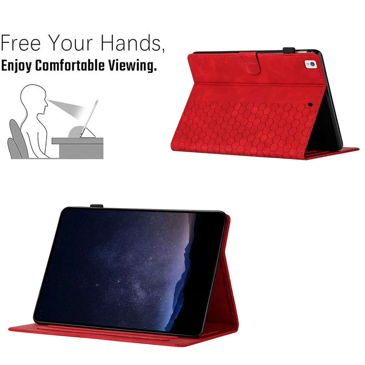 For Samsung Galaxy Tab A 10.1 2019 T510 Honeycomb Embossed Leather Tablet Case(Red)