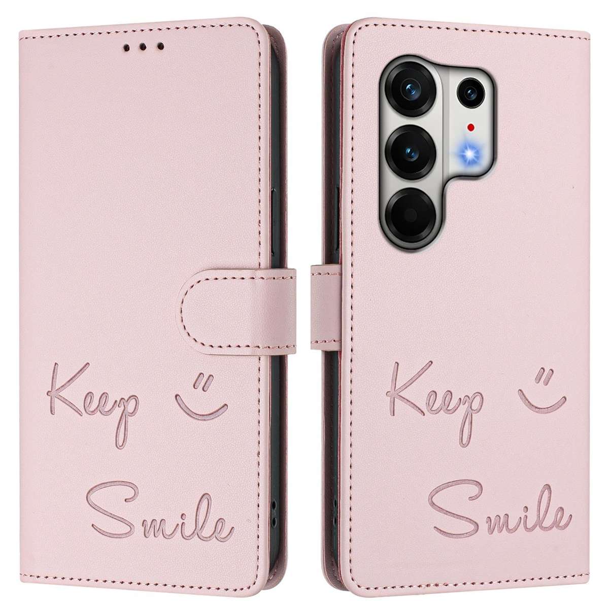 For Tecno Camon 50 Pro 4G Smile Embossing RFID Leather Phone Case(Pink)