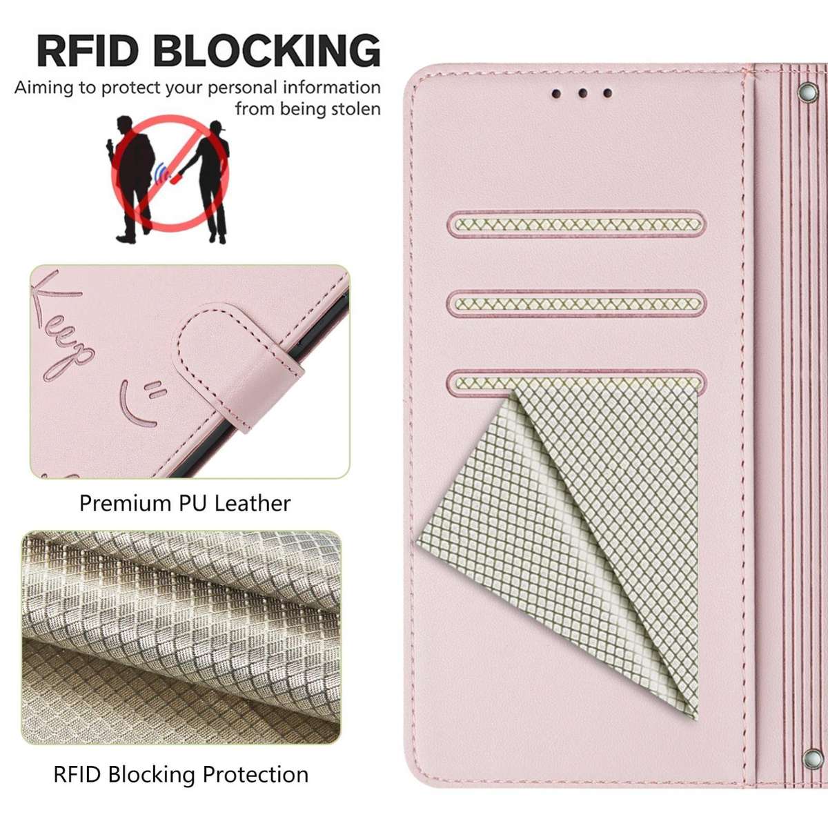For Tecno Camon 50 Pro 4G Smile Embossing RFID Leather Phone Case(Pink)
