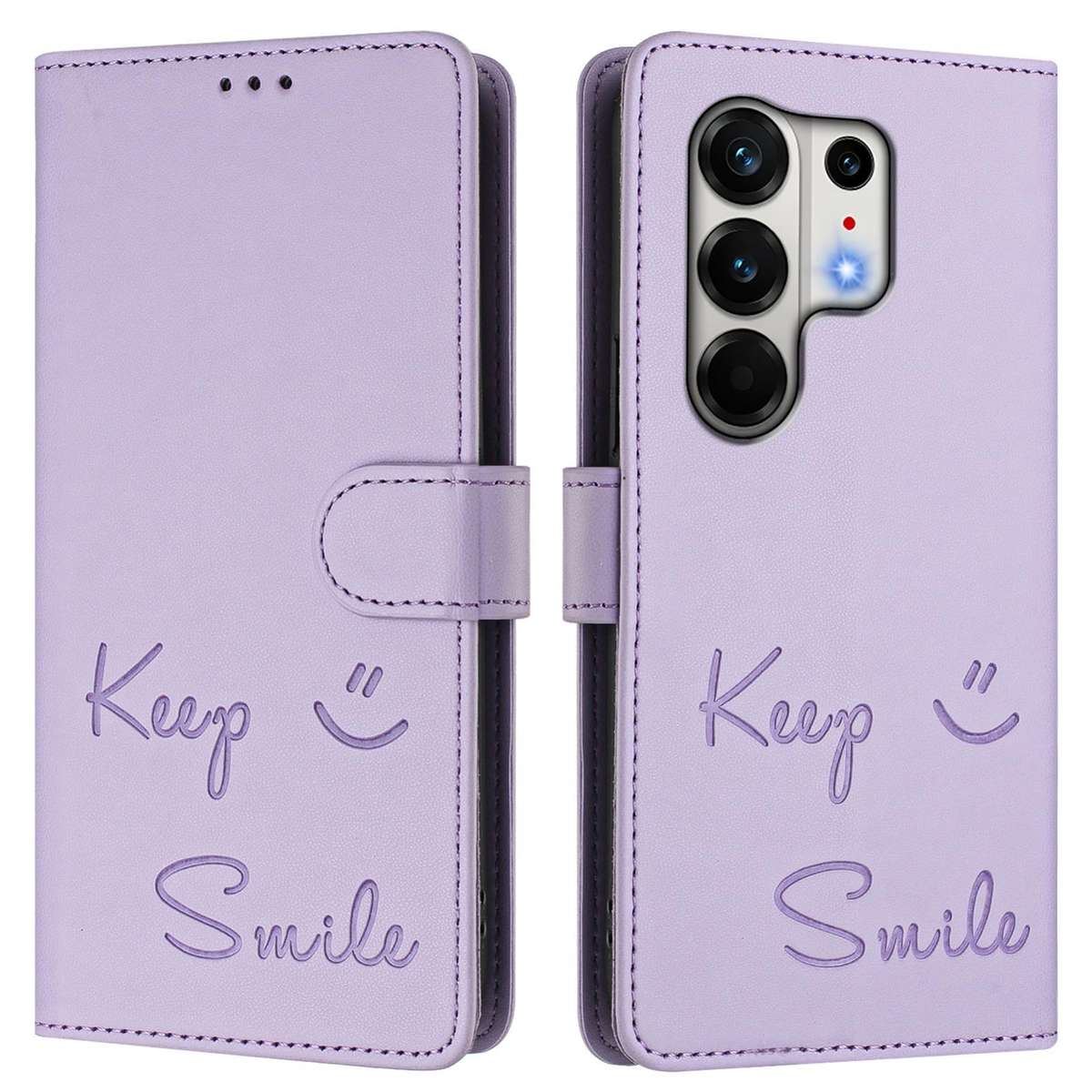 For Tecno Camon 50 Pro 4G Smile Embossing RFID Leather Phone Case(Light Purple)