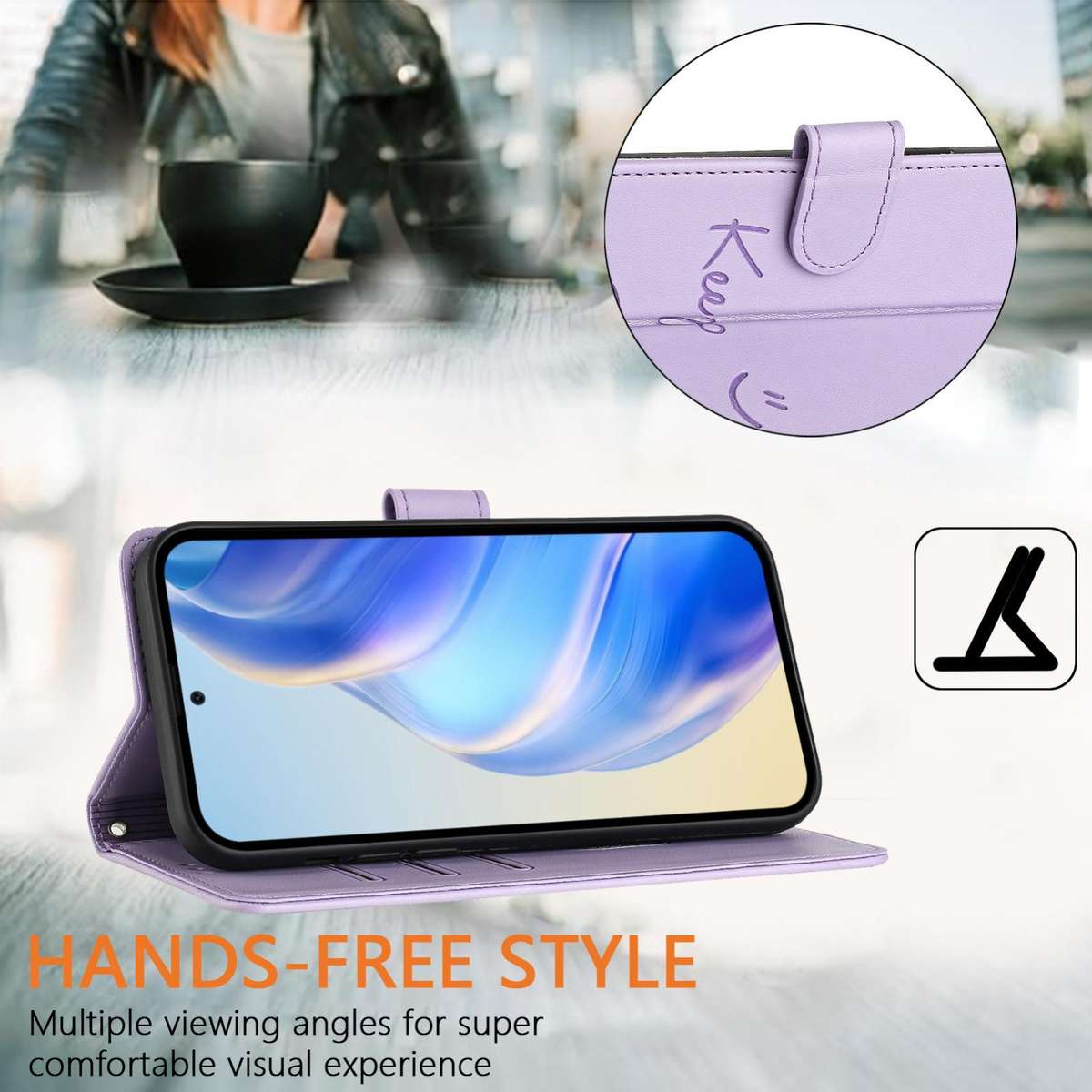 For Tecno Camon 50 Pro 4G Smile Embossing RFID Leather Phone Case(Light Purple)