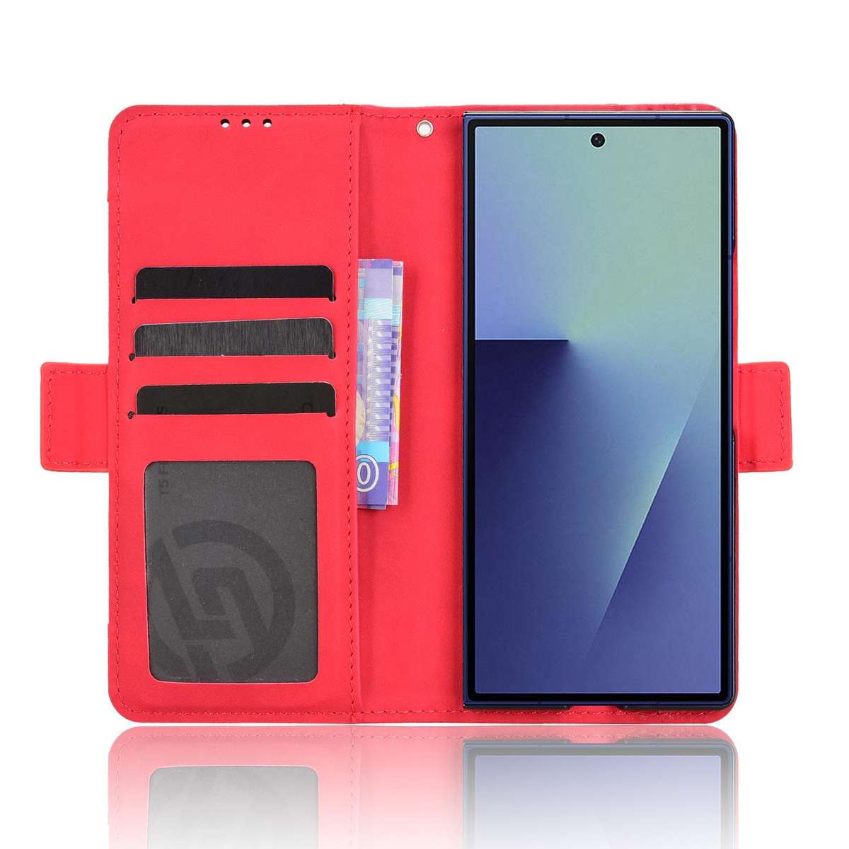 For Samsung Galaxy Z Fold7 Skin Feel Calf Texture Card Slots Leather Phone Case(Red)