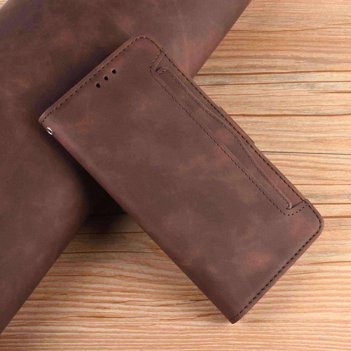 For Samsung Galaxy Z Fold7 Skin Feel Calf Texture Card Slots Leather Phone Case(Brown)