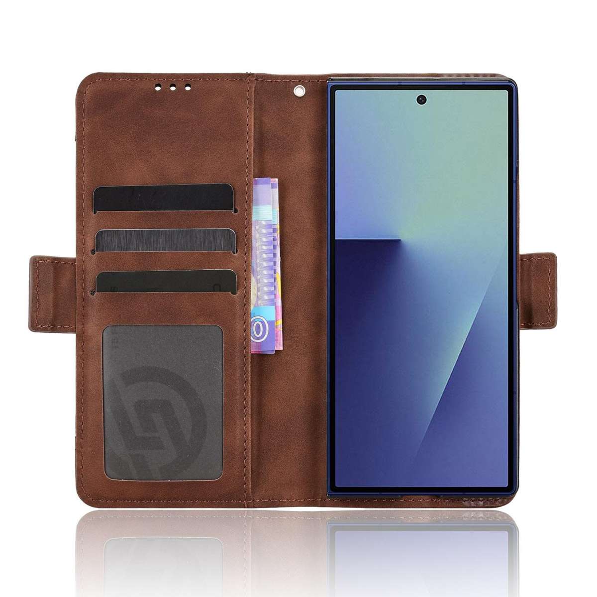 For Samsung Galaxy Z Fold7 Skin Feel Calf Texture Card Slots Leather Phone Case(Brown)