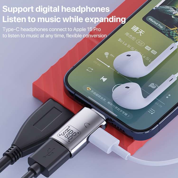 USB-C / Type-C to USB, USB-C / Type-C OTG Adapter Support Earphone & Data Transmission(Silver)