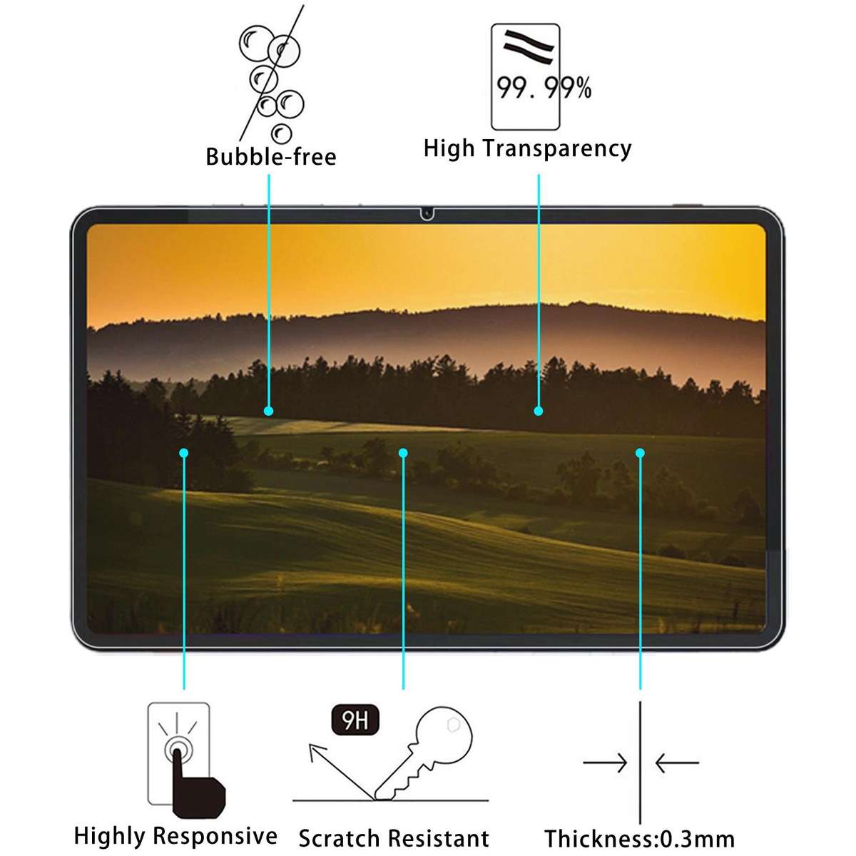 For Tecno MegaPad Pro 12 inch 2pcs 9H 0.3mm Explosion-proof Tempered Glass Film