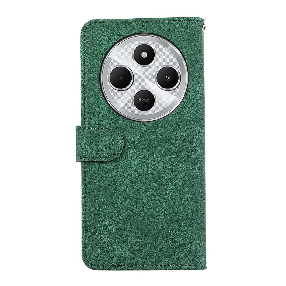 For Redmi 14C 4G ABEEL Color Block Magnetic RFID Leather Phone Case(Green-Black)