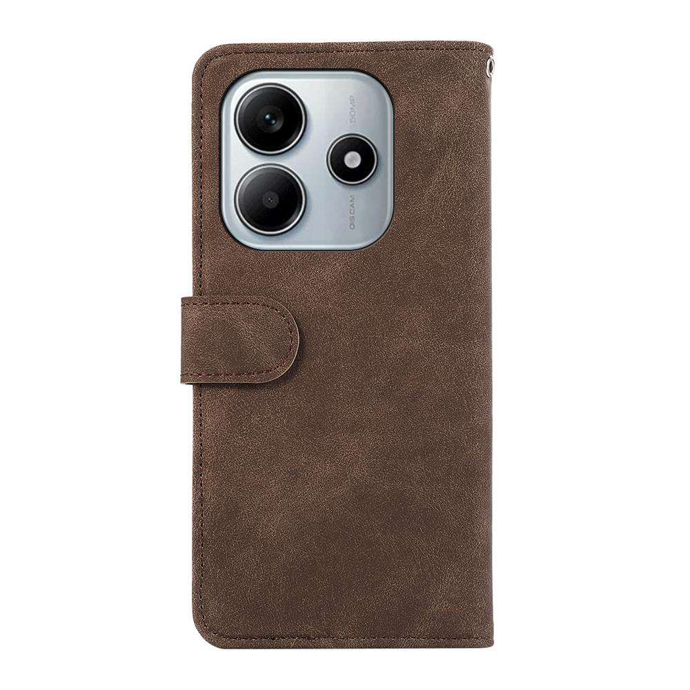For Redmi Note 14 4G 164.84mm ABEEL Color Block Magnetic RFID Leather Phone Case(Brown-Blue)