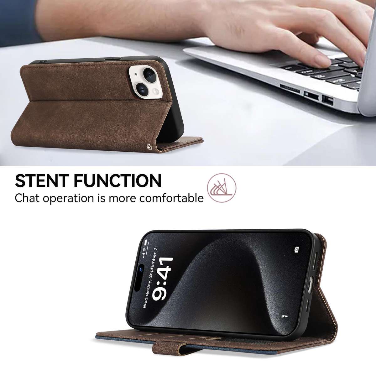 For Redmi Note 14 4G 164.84mm ABEEL Color Block Magnetic RFID Leather Phone Case(Brown-Blue)