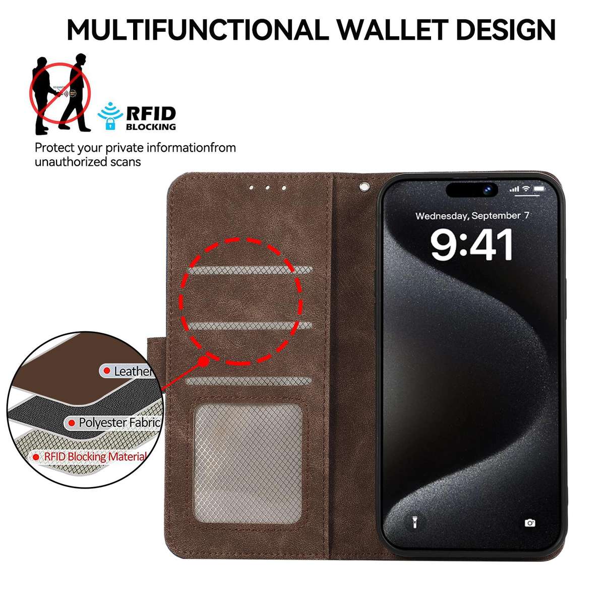 For Redmi Note 14 4G 164.84mm ABEEL Color Block Magnetic RFID Leather Phone Case(Brown-Blue)