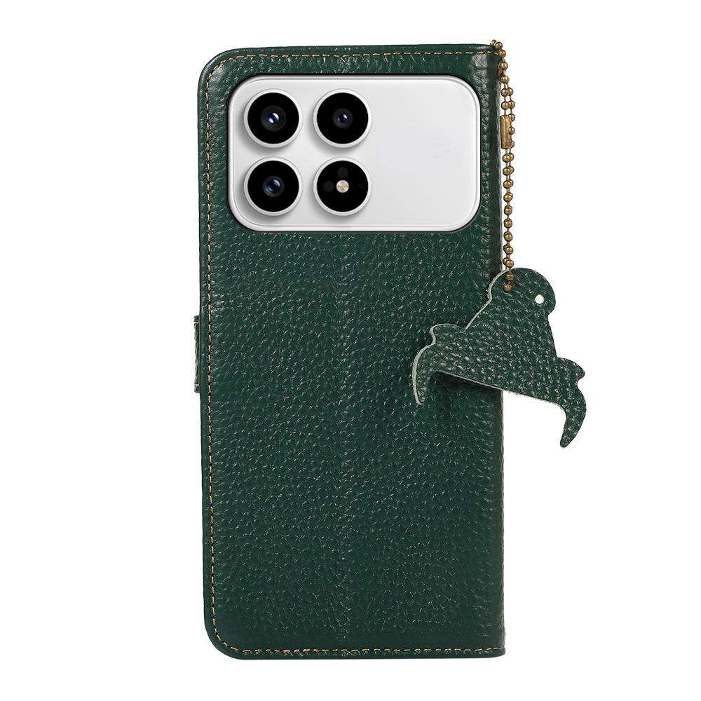 For Redmi K90/Poco F8 Pro Genuine Leather Litchi Texture RFID Leather Phone Case(Green)