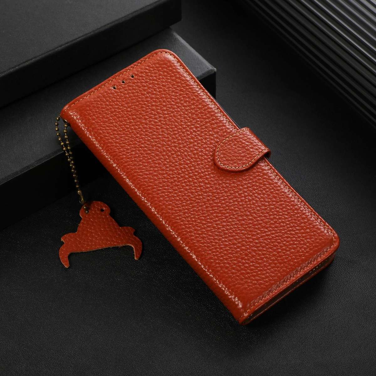 For Redmi K90/Poco F8 Pro Genuine Leather Litchi Texture RFID Leather Phone Case(Coffee)