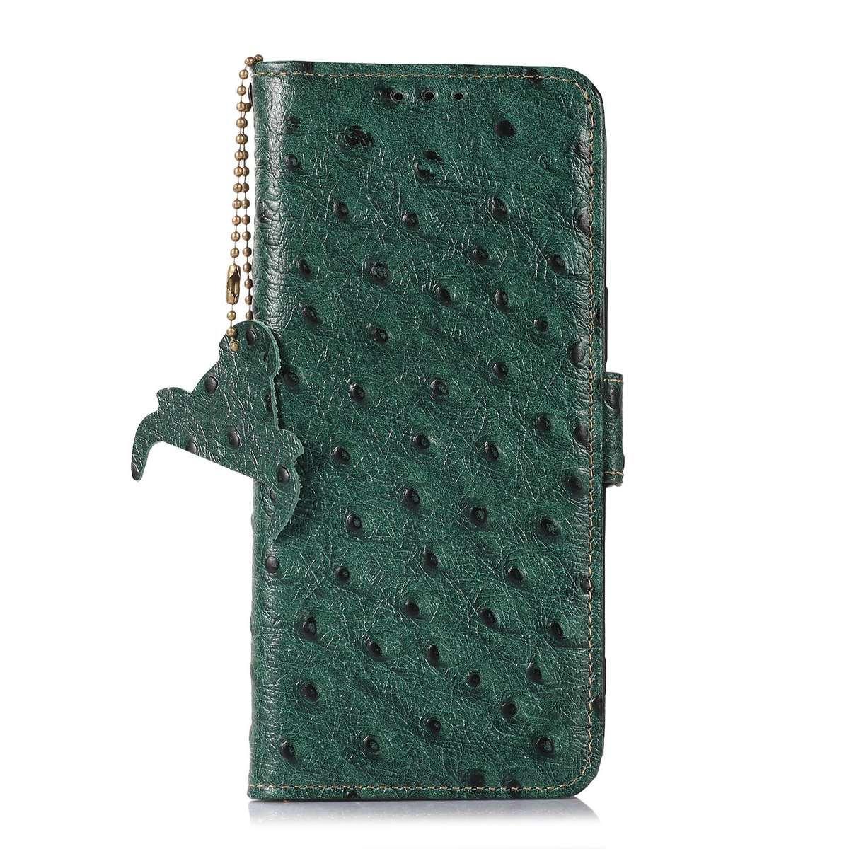 For Redmi K90/Poco F8 Pro Ostrich Pattern Genuine Leather RFID Phone Case(Green)