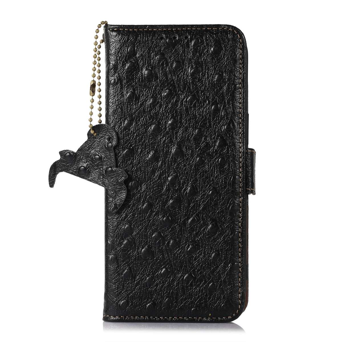 For Redmi K90/Poco F8 Pro Ostrich Pattern Genuine Leather RFID Phone Case(Black)