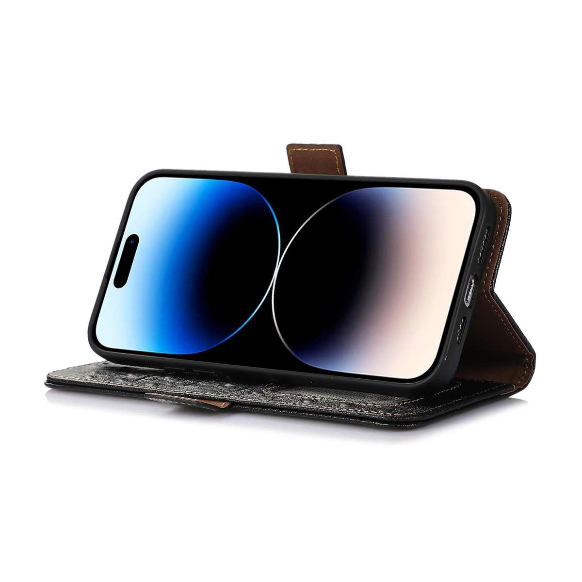 For Redmi K90/Poco F8 Pro Ostrich Pattern Genuine Leather RFID Phone Case(Black)