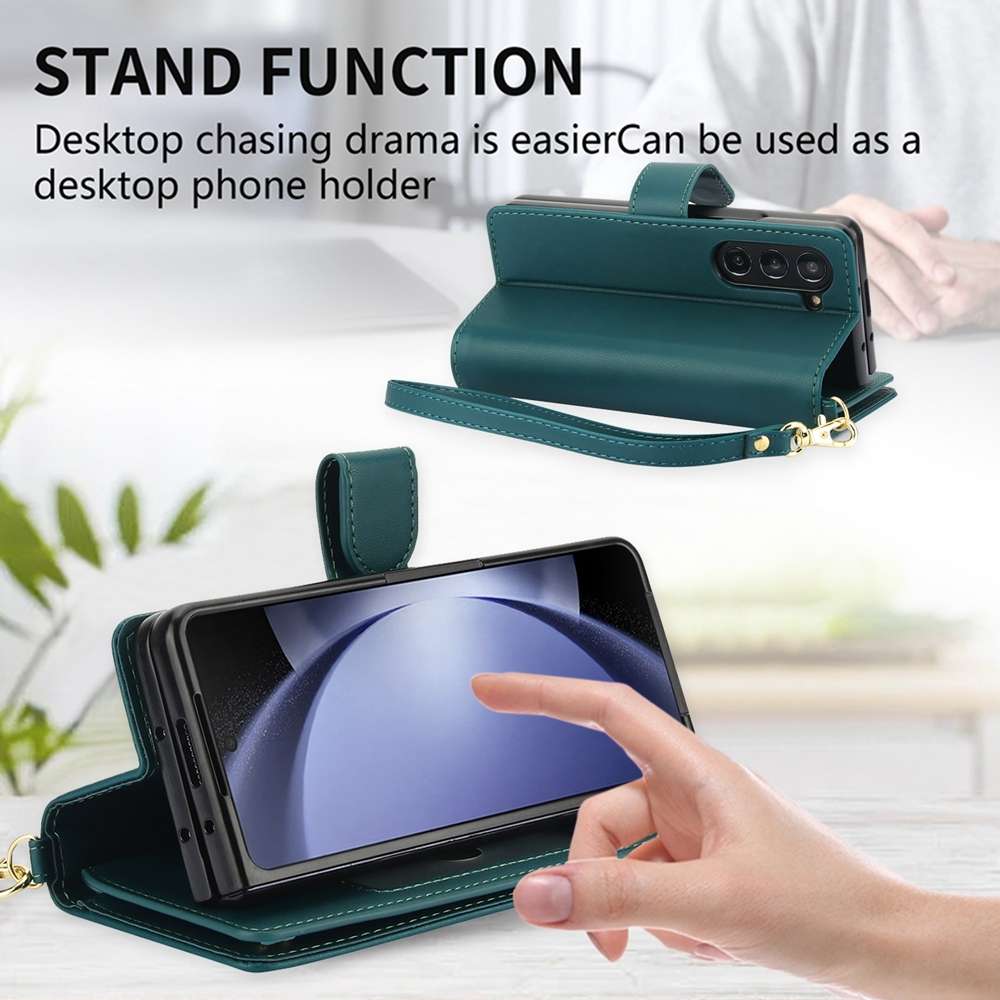 For Samsung Galaxy Z Fold6 Multi-Card Wallet RFID Leather Phone Case(Green)