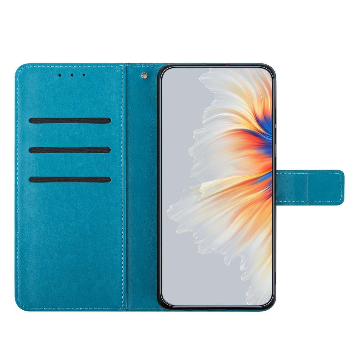 For Honor X7d 5G Flower Embossed Leather Phone Case(Blue)