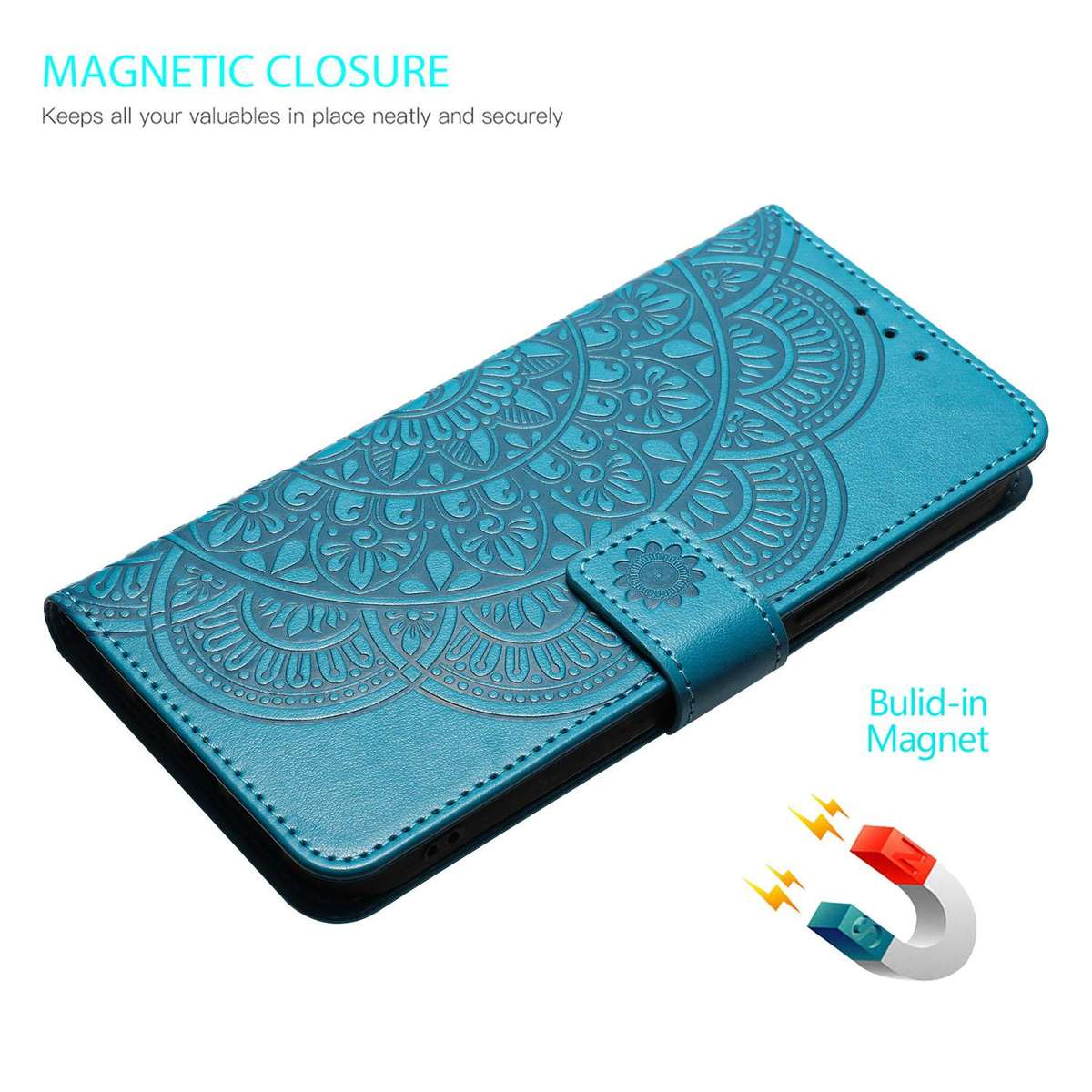 For Honor X7d 5G Flower Embossed Leather Phone Case(Blue)